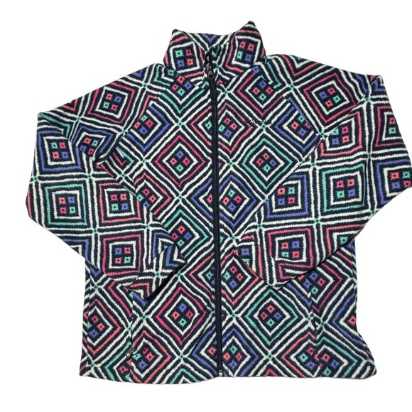 Columbia Polar Fleece Jacket Girls XL Full Zip Aztec Geometric Unique Pattern - Picture 1 of 9